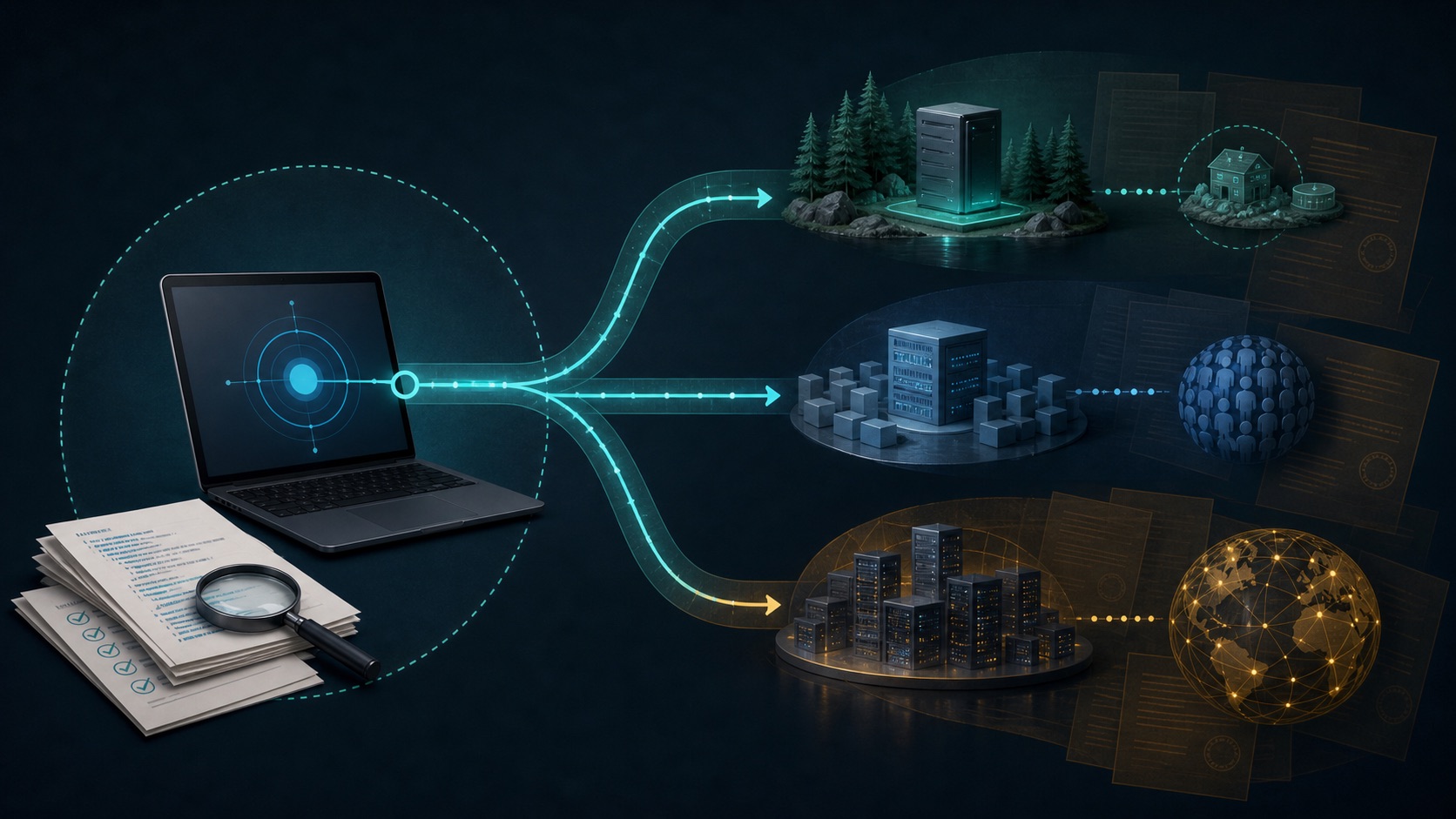 One audited Amnezia client branching into self-hosted, free managed and premium managed VPN trust paths